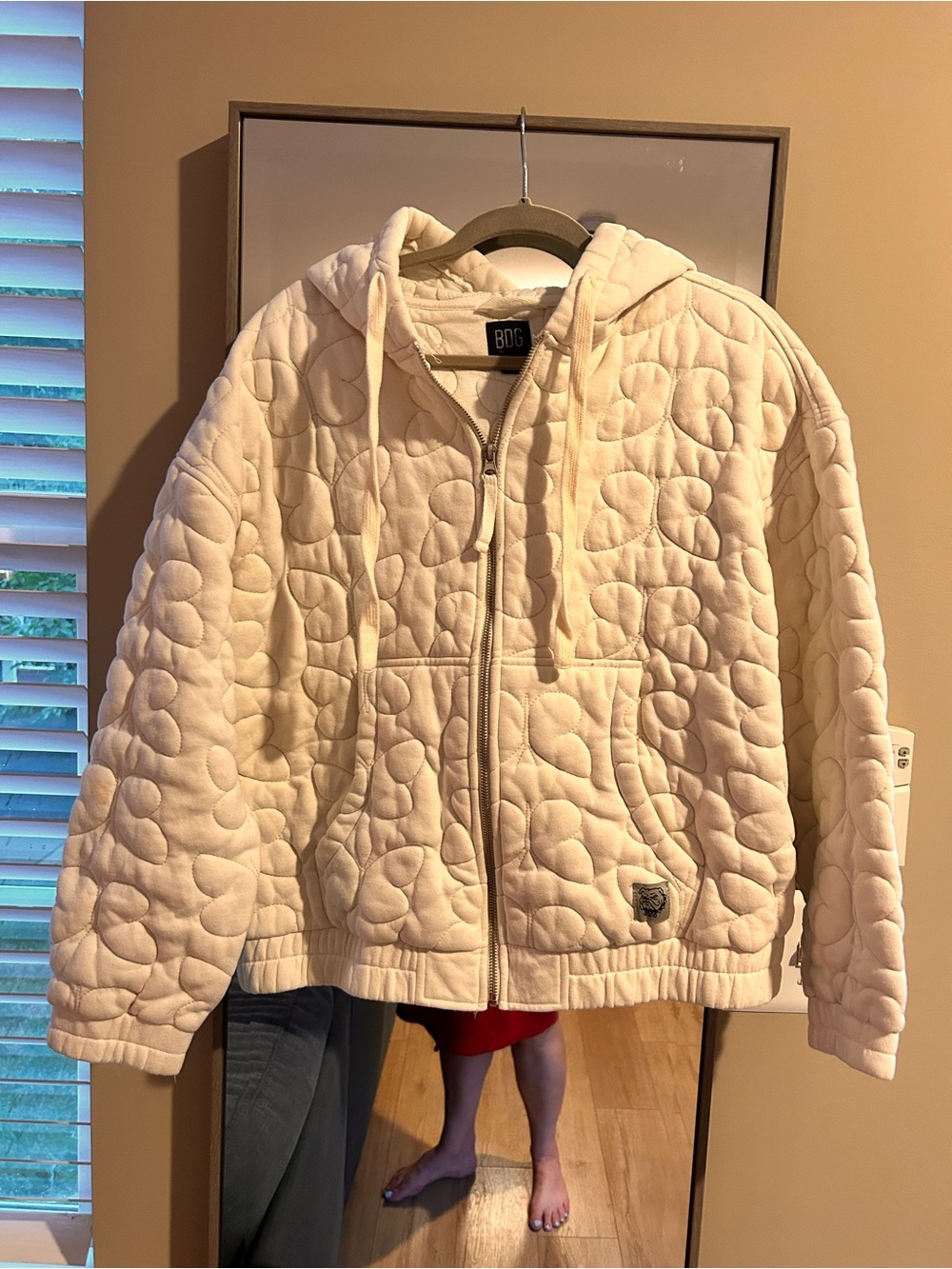 BDG Urban Outfitters White Quilted Hooded Puffer Jacket
